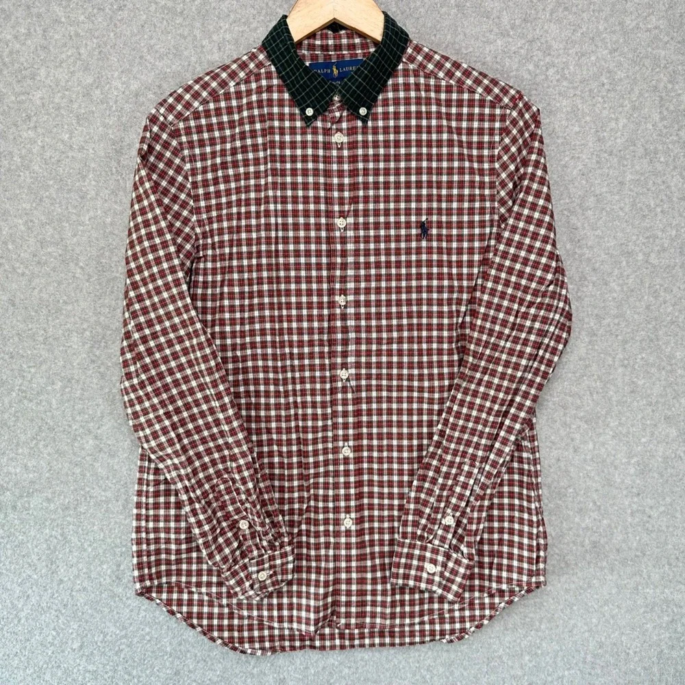 Ralph Lauren Kids XL 18-20 Red Green Plaid Button Down Shirt Long Sleeve Cotton